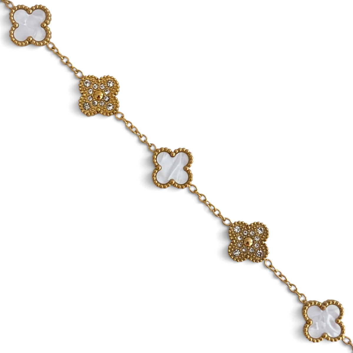 Bracelet trèfle diamant [BLANC]