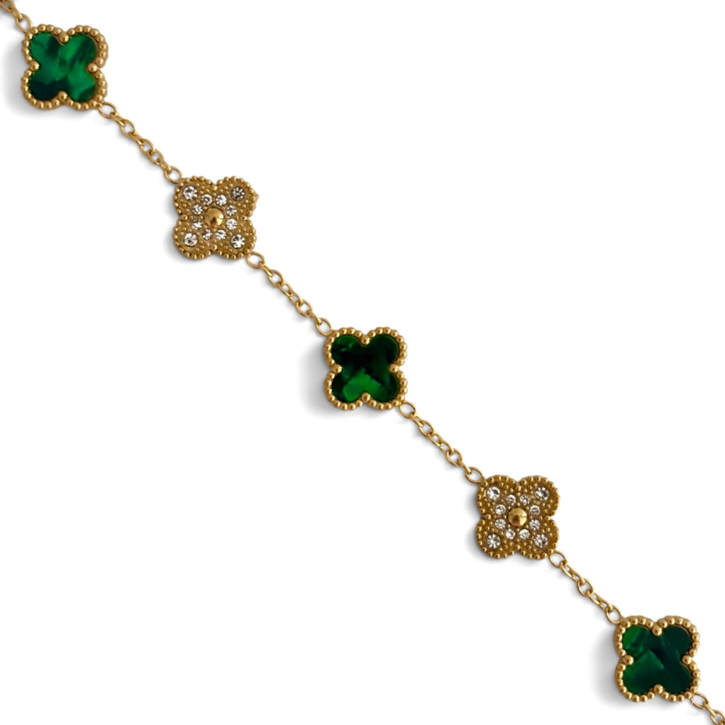 Bracelet trèfle diamant [VERT]
