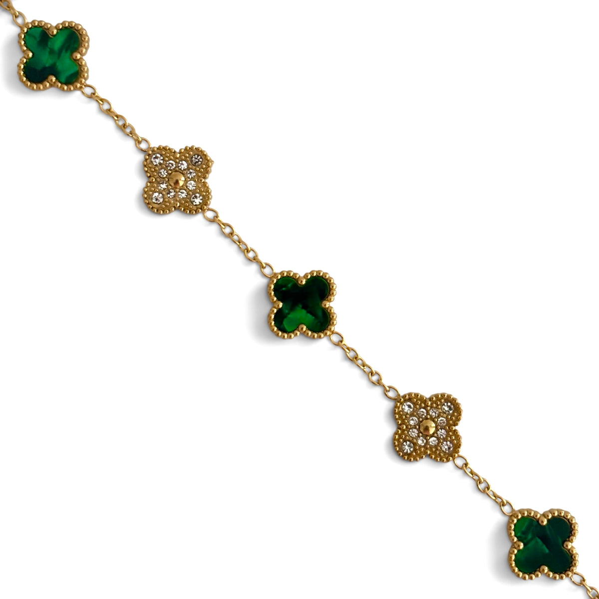 Bracelet trèfle diamant [VERT]