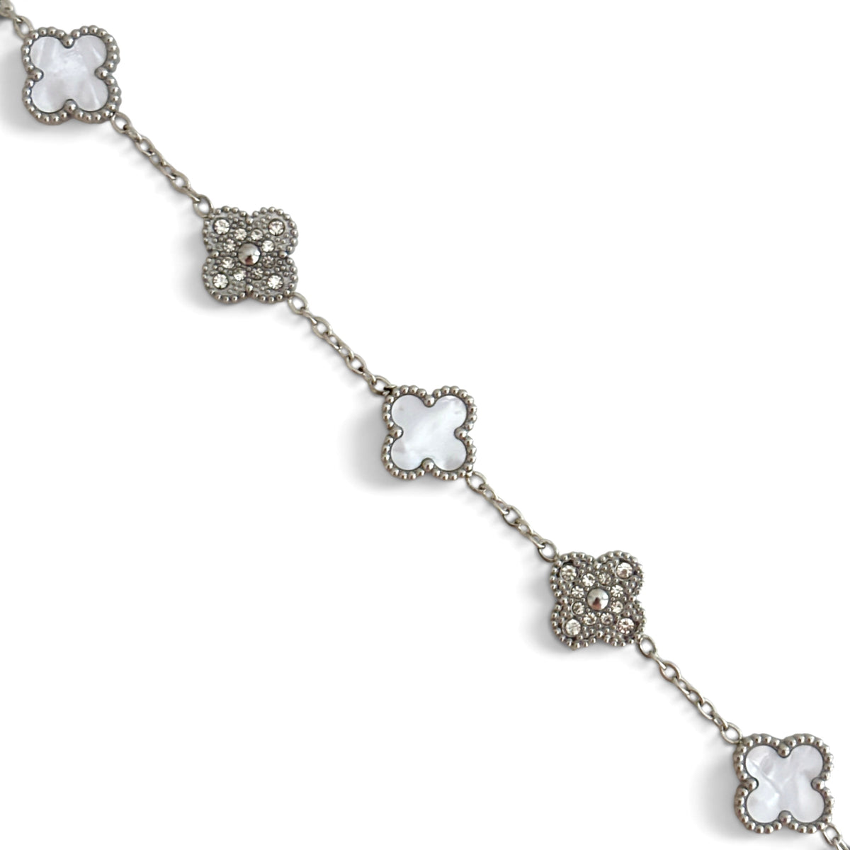Bracelet trèfle [BLANC ARGENTÉ]