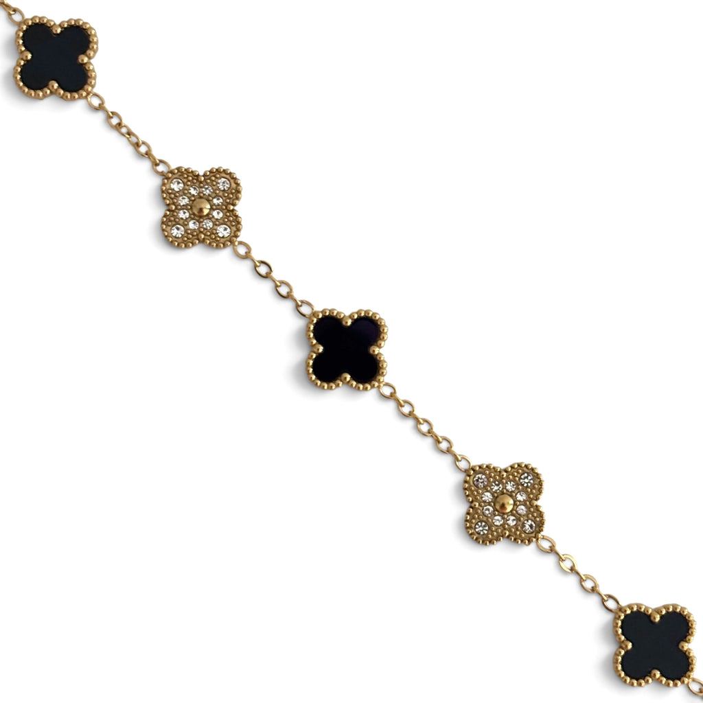 Bracelet trèfle diamant [NOIR]