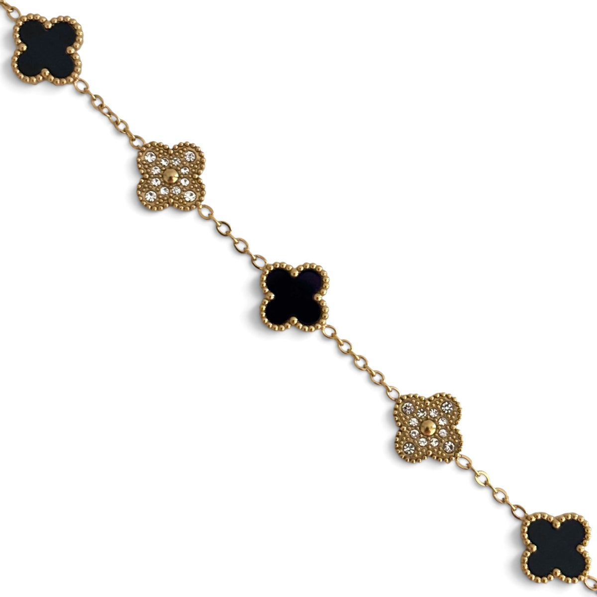 Bracelet trèfle diamant [NOIR]