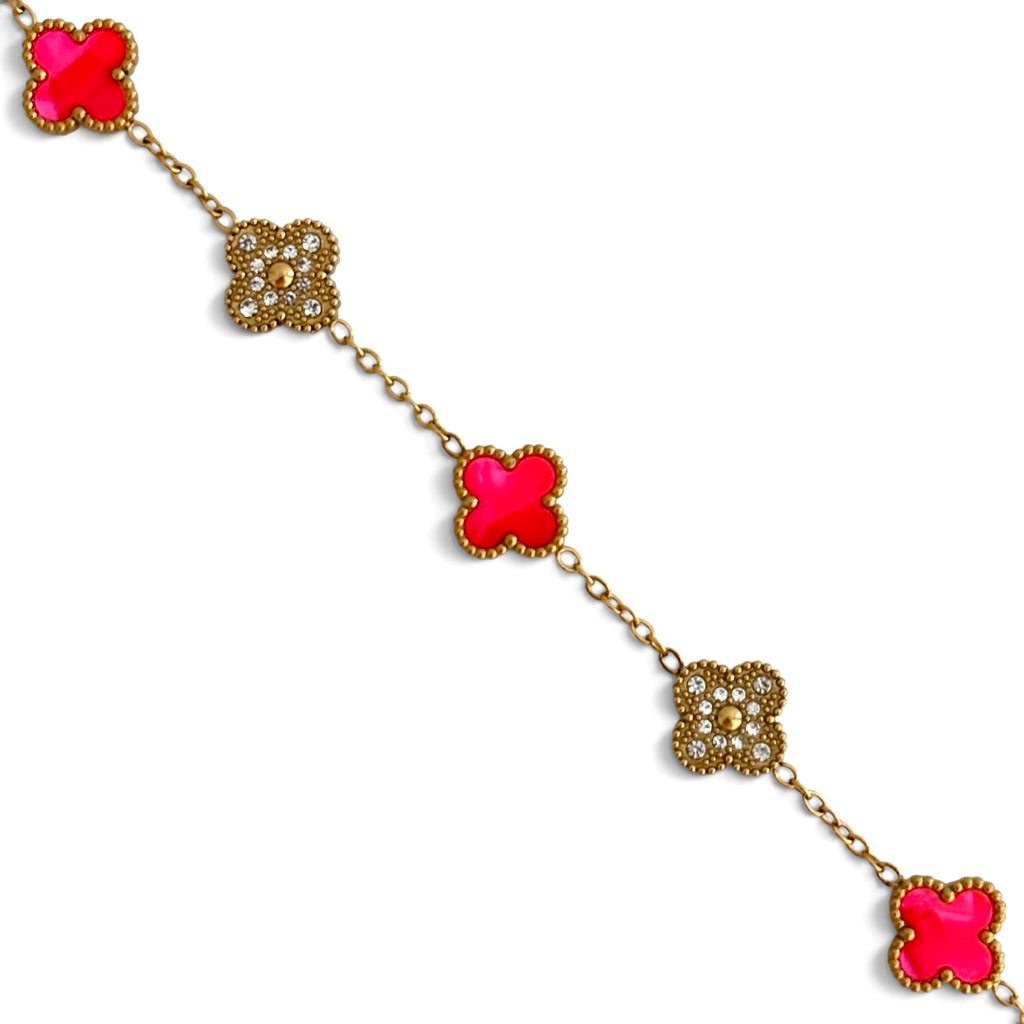 Bracelet trèfle diamant [ROSE FUCHSIA]