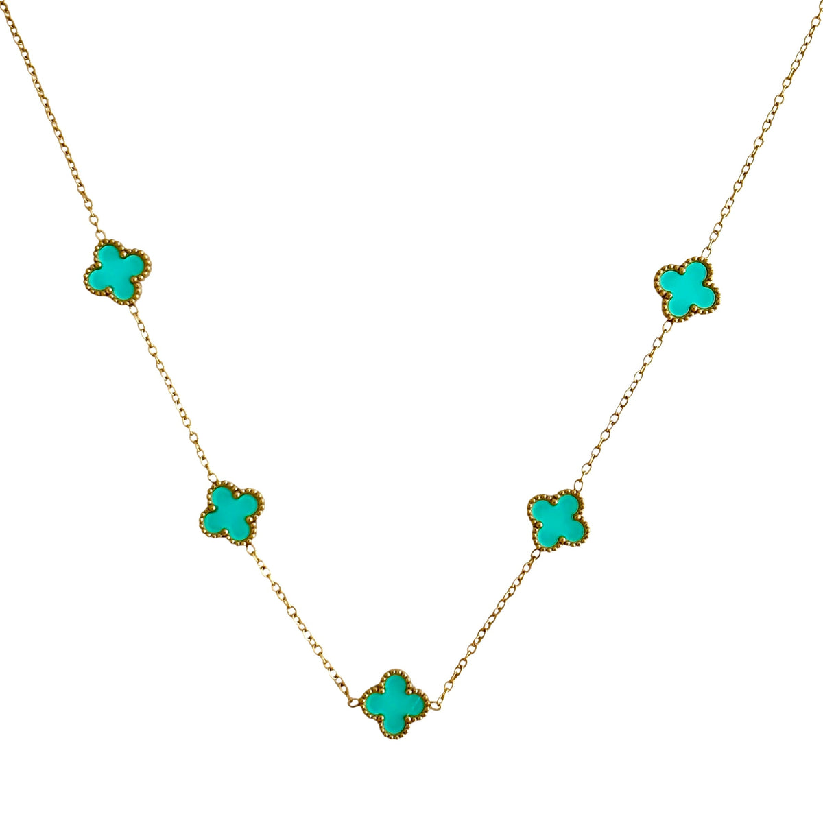 Collier trèfle [GOLD TURQUOISE]