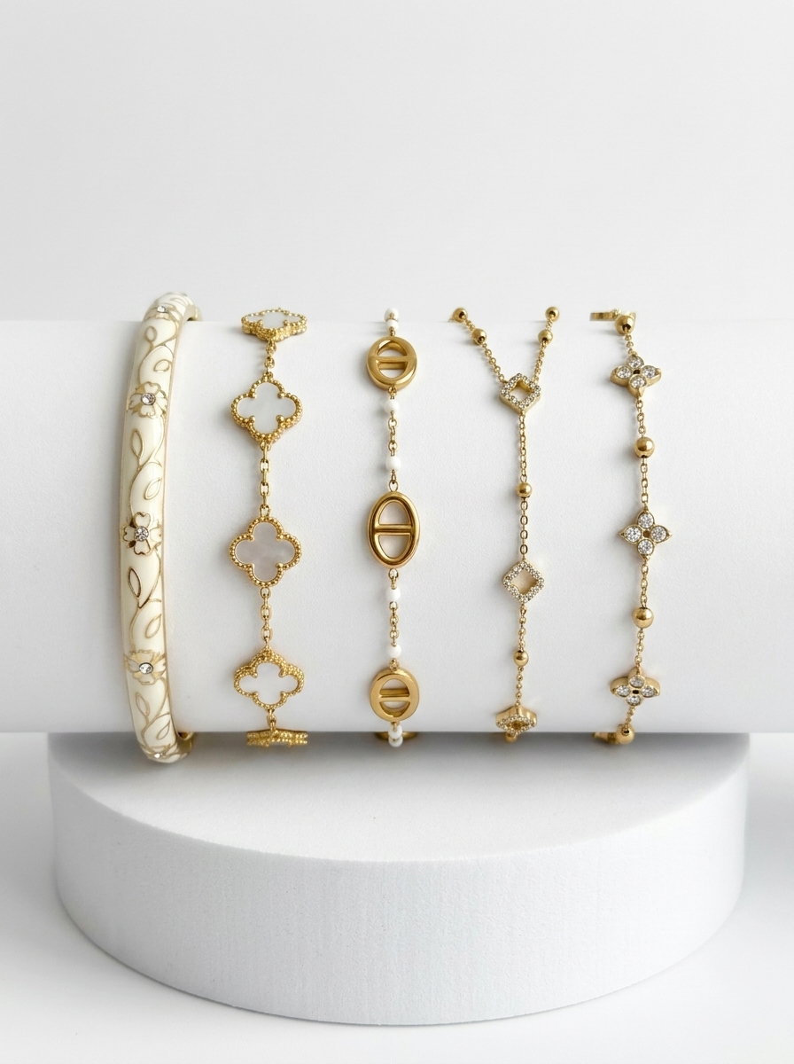 Parure Neige Royal — Ensemble 4 pièces plaqué or