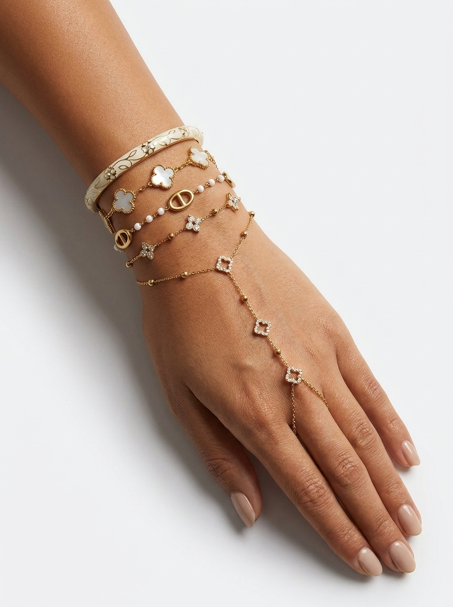Parure Neige Royal — Ensemble 4 pièces plaqué or